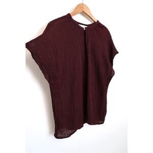 ERICA TANOV Linen Gauze Plisse Crinkle Dolman Blouse Top Garmentory 3 XL $325